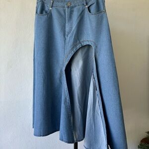Asymmetrical Denim Blue Skirt